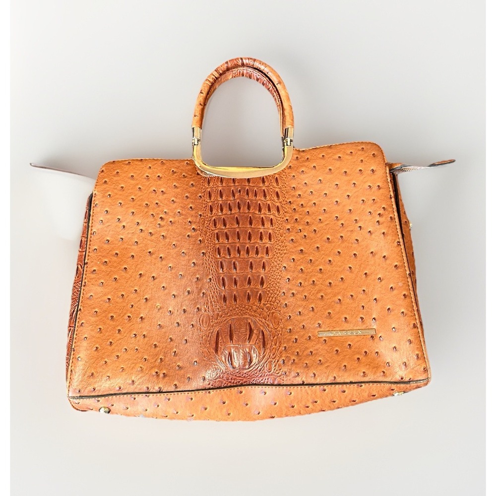 Daesin Women's Handbag Brown Ostrich Grace Fashion Leather
